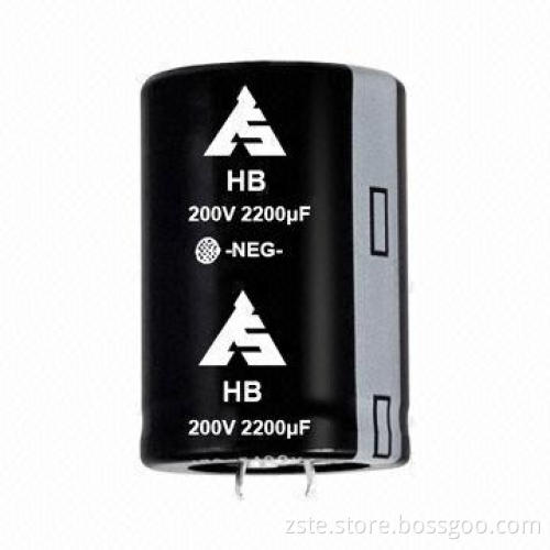 Snap-in Aluminum Electrolytic Capacitor for Switching Power/Inverter Smoothing, 200V, 2200uf, 3000H
